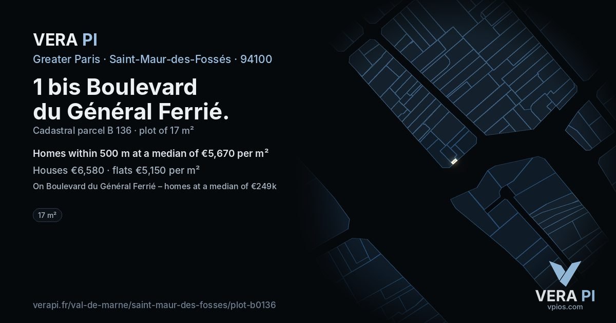 1 bis Boulevard du Général Ferrié, Saint-Maur-des-Fossés at night – the plot lit, the parcels around coloured by the prices near them