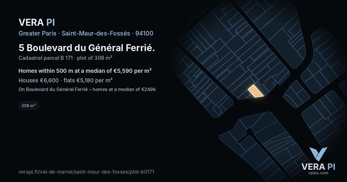 5 Boulevard du Général Ferrié, Saint-Maur-des-Fossés at night – the plot lit, the parcels around coloured by the prices near them