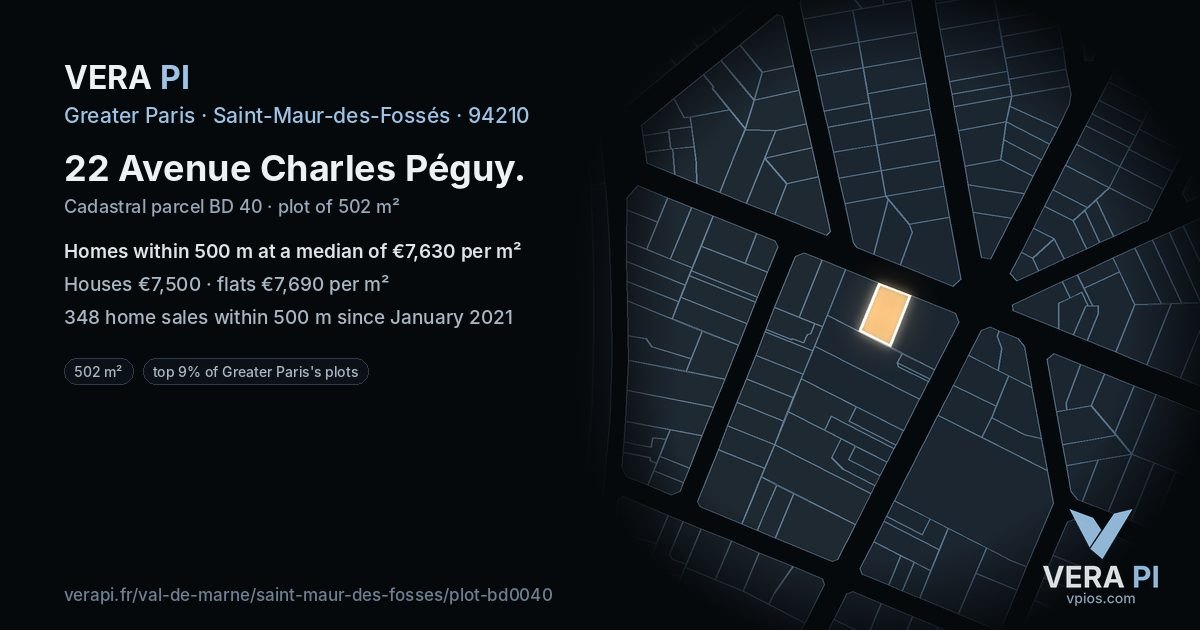 22 Avenue Charles Péguy, Saint-Maur-des-Fossés at night – the plot lit, the parcels around coloured by the prices near them