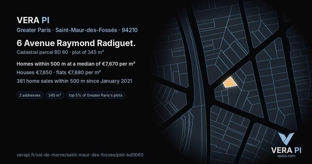 6 Avenue Raymond Radiguet, Saint-Maur-des-Fossés at night – the plot lit, the parcels around coloured by the prices near them