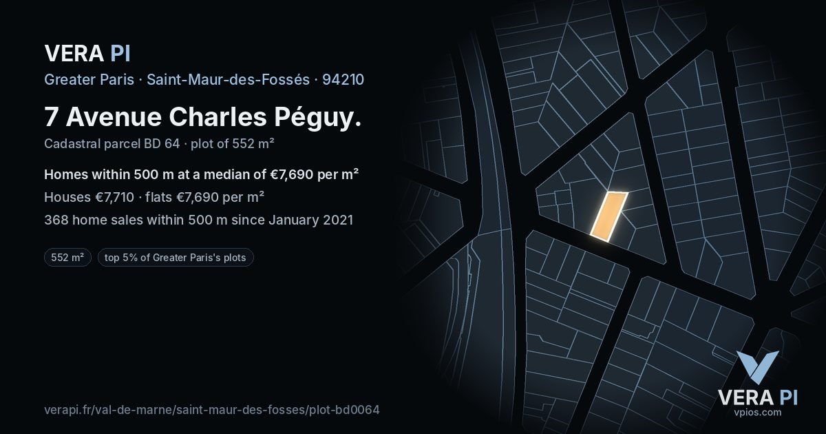 7 Avenue Charles Péguy, Saint-Maur-des-Fossés at night – the plot lit, the parcels around coloured by the prices near them
