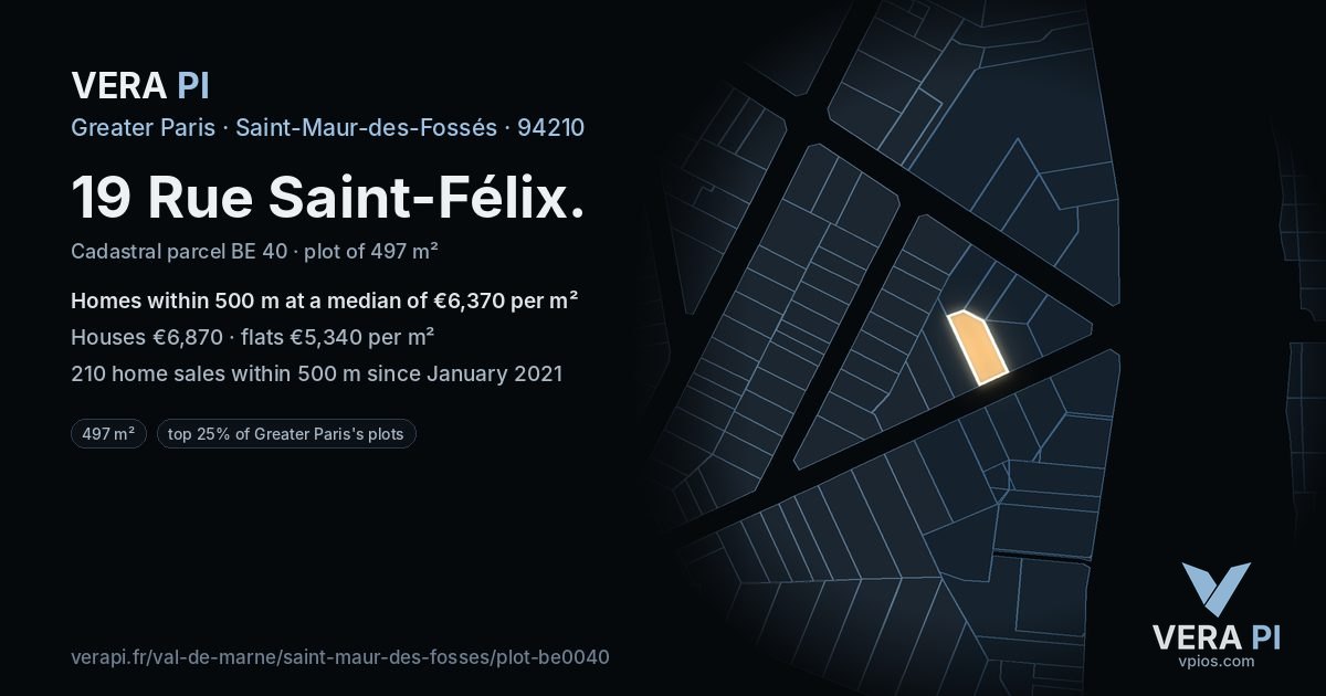 19 Rue Saint-Félix, Saint-Maur-des-Fossés at night – the plot lit, the parcels around coloured by the prices near them