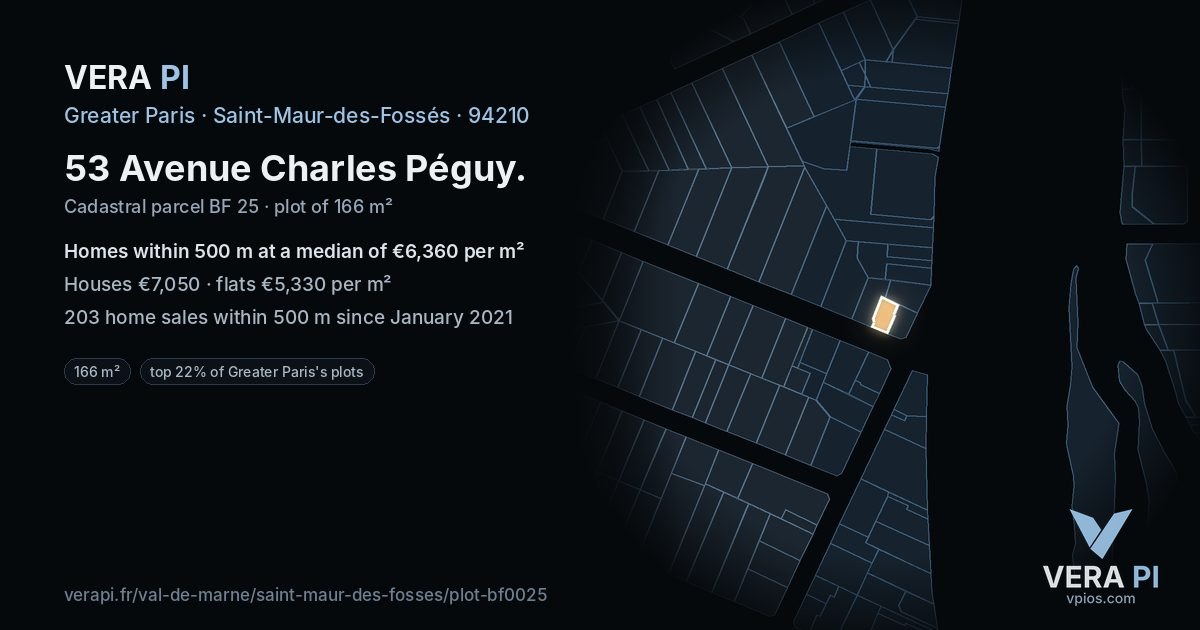 53 Avenue Charles Péguy, Saint-Maur-des-Fossés at night – the plot lit, the parcels around coloured by the prices near them