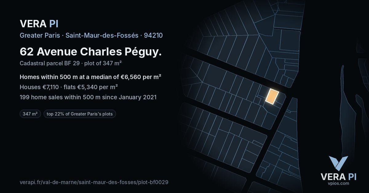 62 Avenue Charles Péguy, Saint-Maur-des-Fossés at night – the plot lit, the parcels around coloured by the prices near them