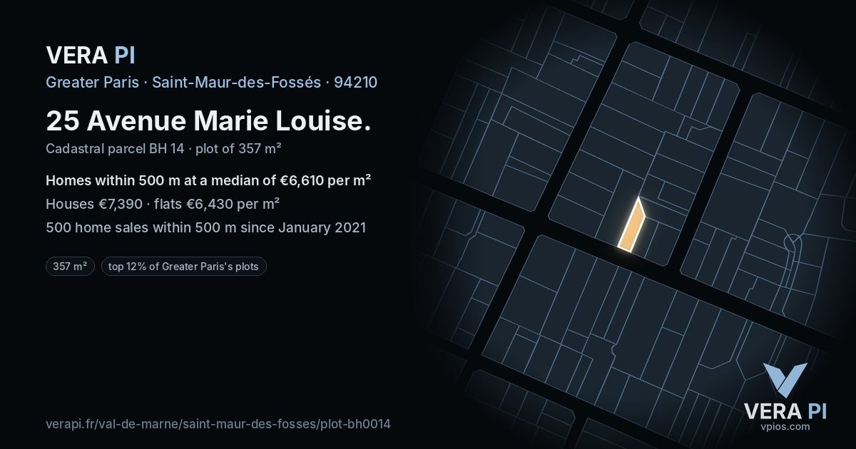 25 Avenue Marie Louise, Saint-Maur-des-Fossés at night – the plot lit, the parcels around coloured by the prices near them