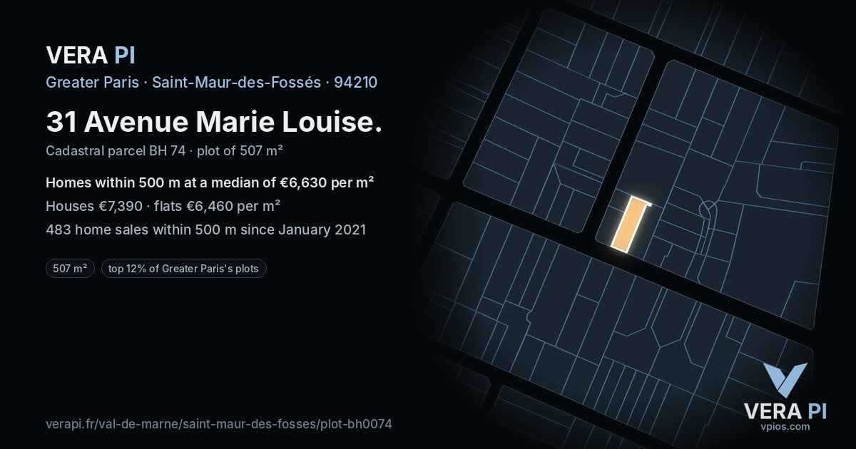 31 Avenue Marie Louise, Saint-Maur-des-Fossés at night – the plot lit, the parcels around coloured by the prices near them