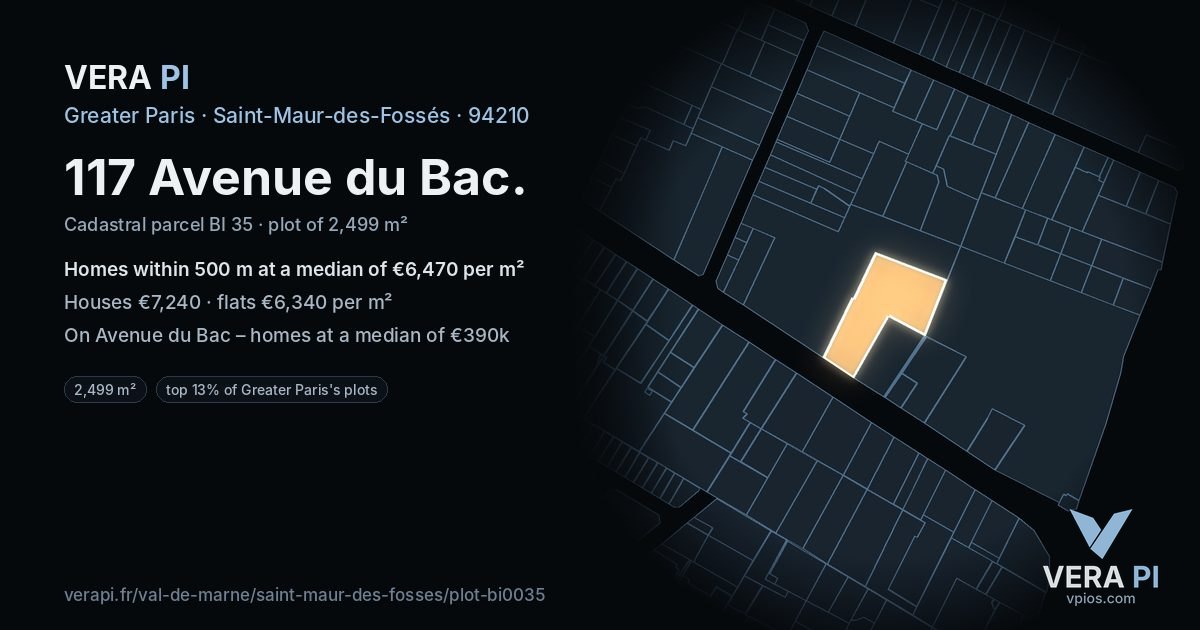 117 Avenue du Bac, Saint-Maur-des-Fossés at night – the plot lit, the parcels around coloured by the prices near them