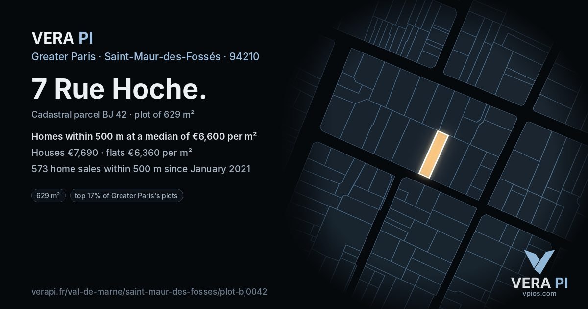 7 Rue Hoche, Saint-Maur-des-Fossés at night – the plot lit, the parcels around coloured by the prices near them