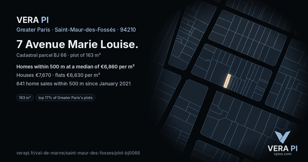 7 Avenue Marie Louise, Saint-Maur-des-Fossés at night – the plot lit, the parcels around coloured by the prices near them