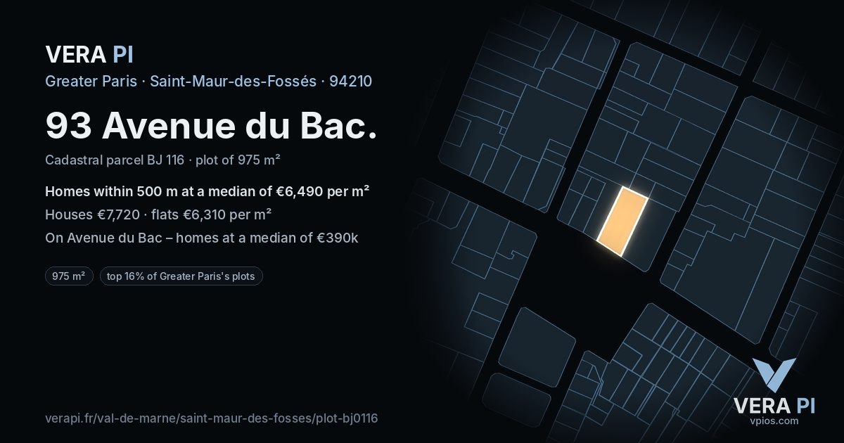 93 Avenue du Bac, Saint-Maur-des-Fossés at night – the plot lit, the parcels around coloured by the prices near them