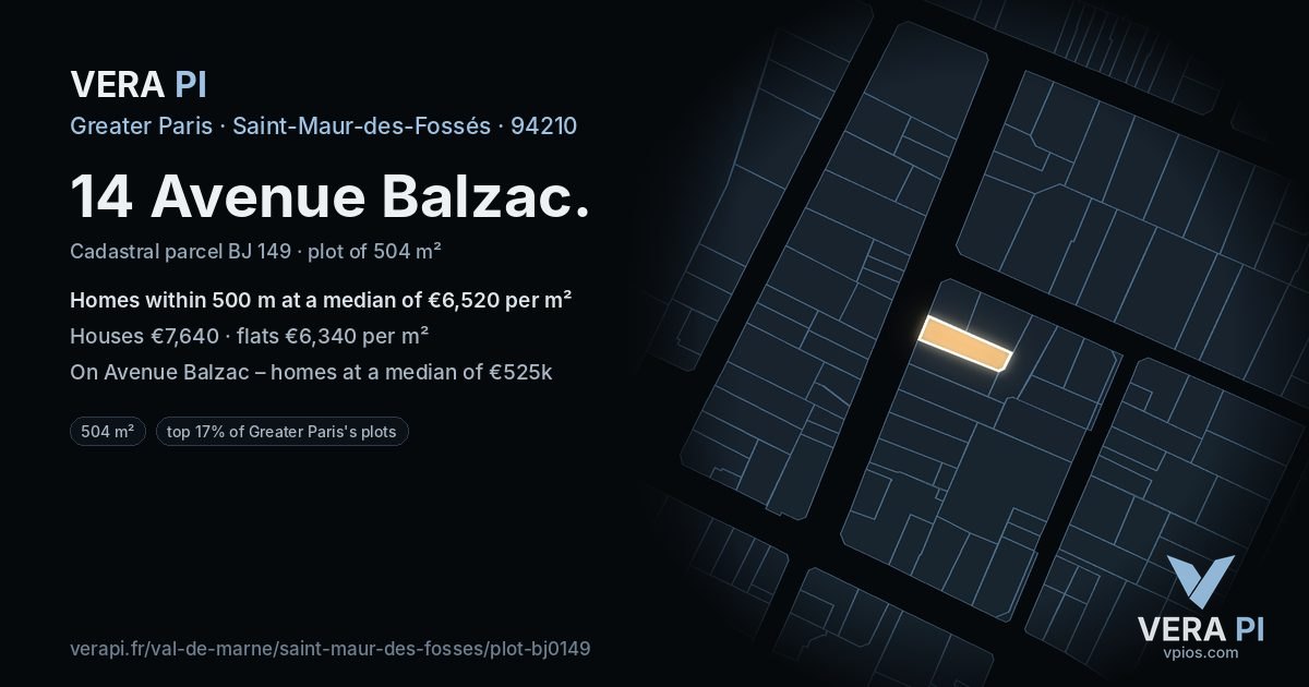 14 Avenue Balzac, Saint-Maur-des-Fossés at night – the plot lit, the parcels around coloured by the prices near them