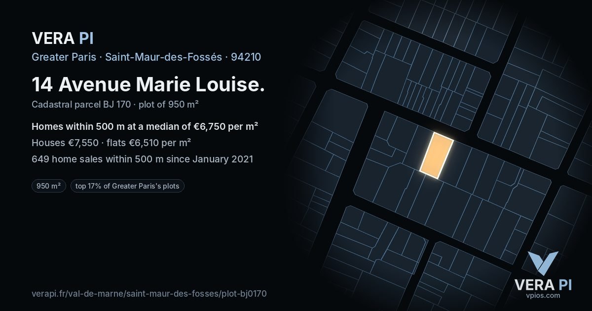 14 Avenue Marie Louise, Saint-Maur-des-Fossés at night – the plot lit, the parcels around coloured by the prices near them