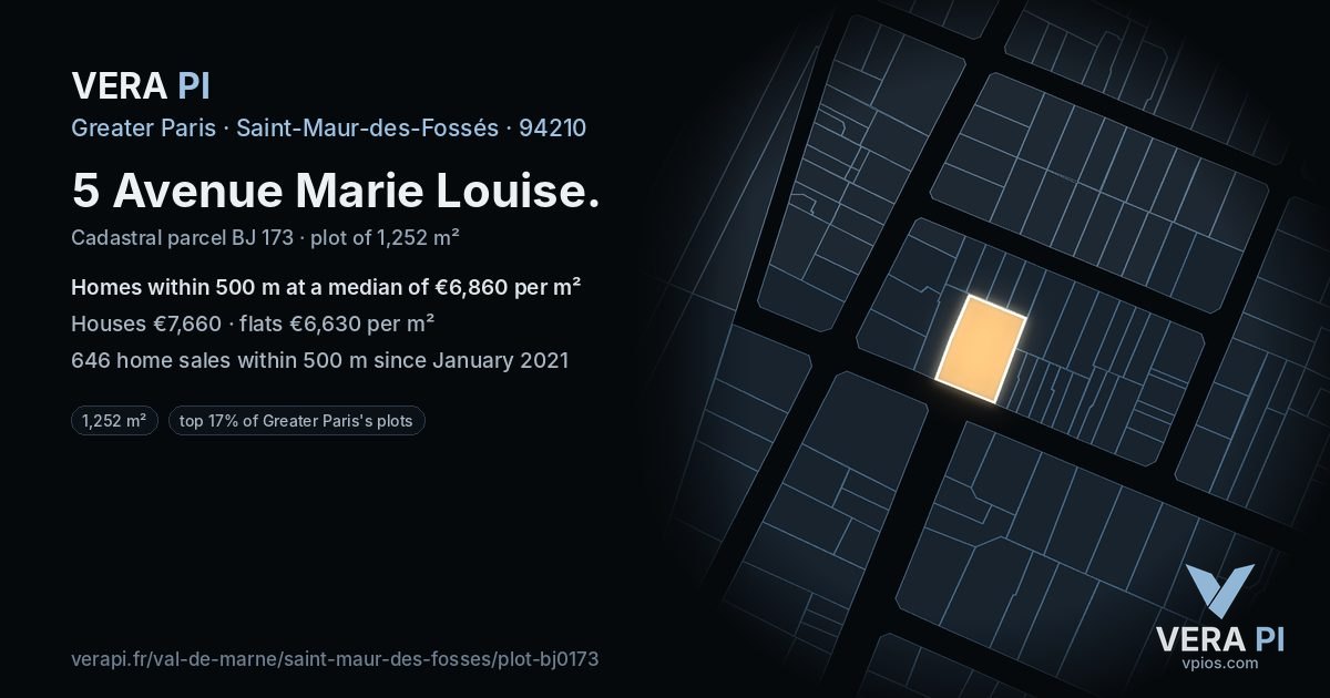 5 Avenue Marie Louise, Saint-Maur-des-Fossés at night – the plot lit, the parcels around coloured by the prices near them
