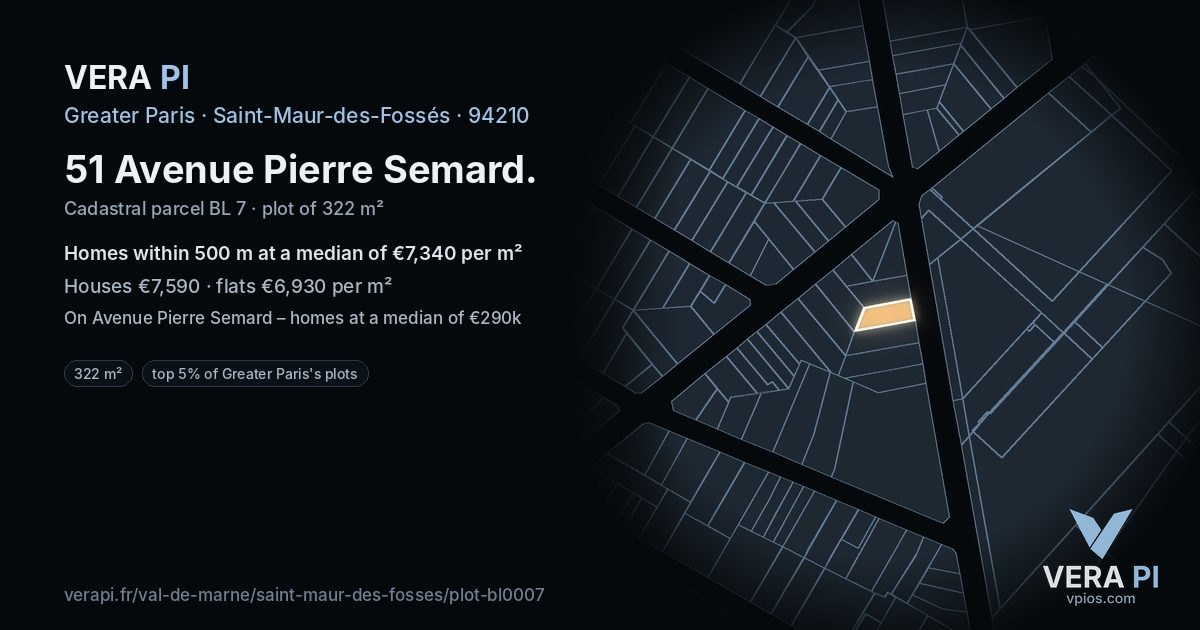 51 Avenue Pierre Semard, Saint-Maur-des-Fossés at night – the plot lit, the parcels around coloured by the prices near them