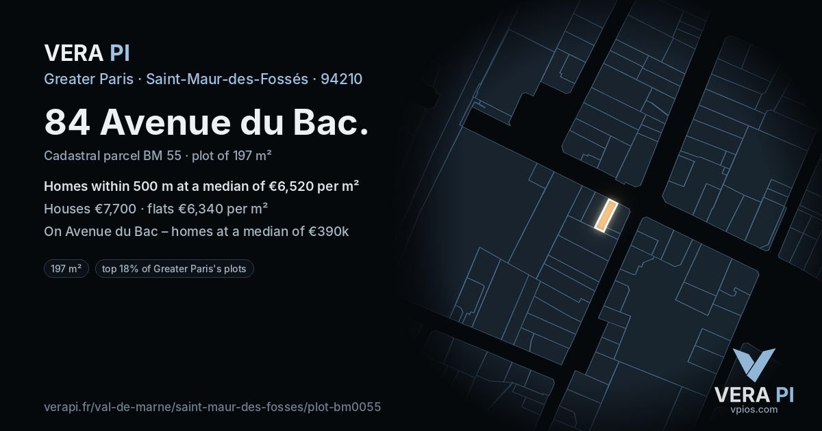 84 Avenue du Bac, Saint-Maur-des-Fossés at night – the plot lit, the parcels around coloured by the prices near them
