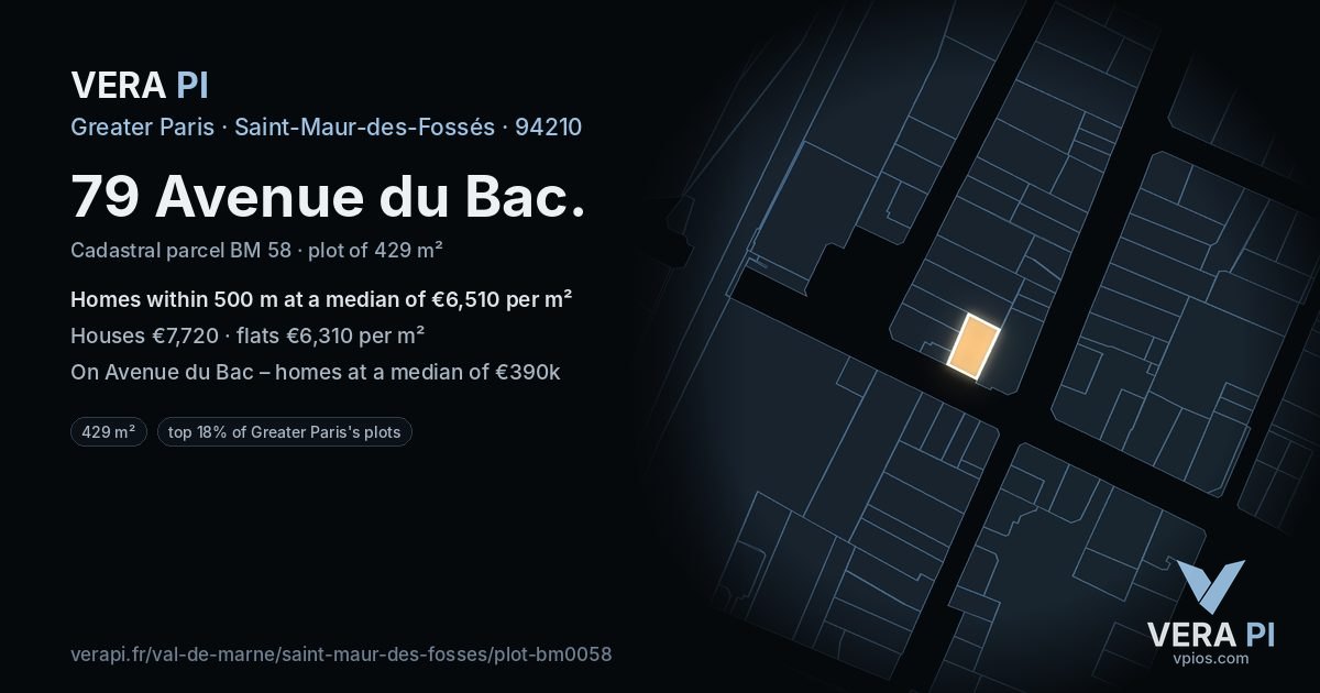 79 Avenue du Bac, Saint-Maur-des-Fossés at night – the plot lit, the parcels around coloured by the prices near them