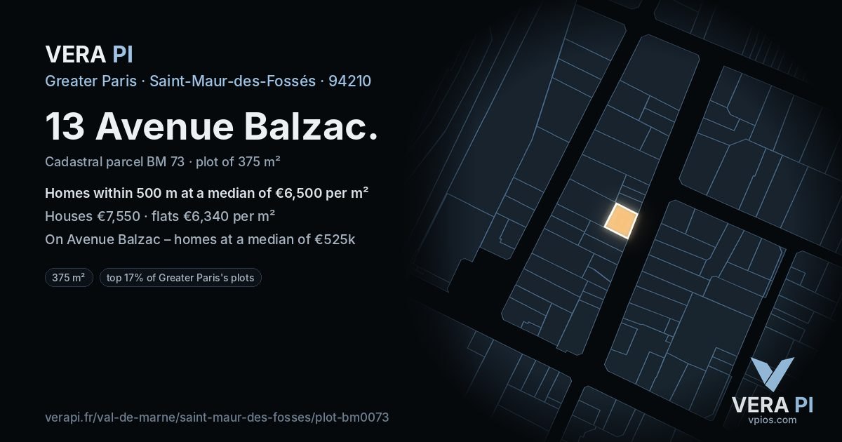13 Avenue Balzac, Saint-Maur-des-Fossés at night – the plot lit, the parcels around coloured by the prices near them