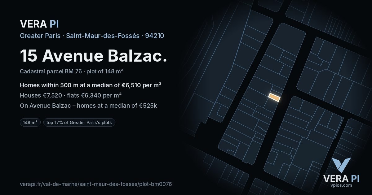 15 Avenue Balzac, Saint-Maur-des-Fossés at night – the plot lit, the parcels around coloured by the prices near them
