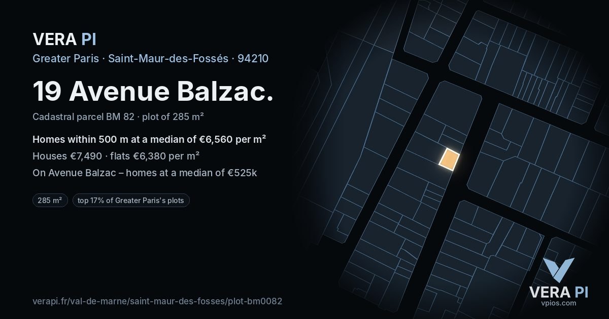 19 Avenue Balzac, Saint-Maur-des-Fossés at night – the plot lit, the parcels around coloured by the prices near them