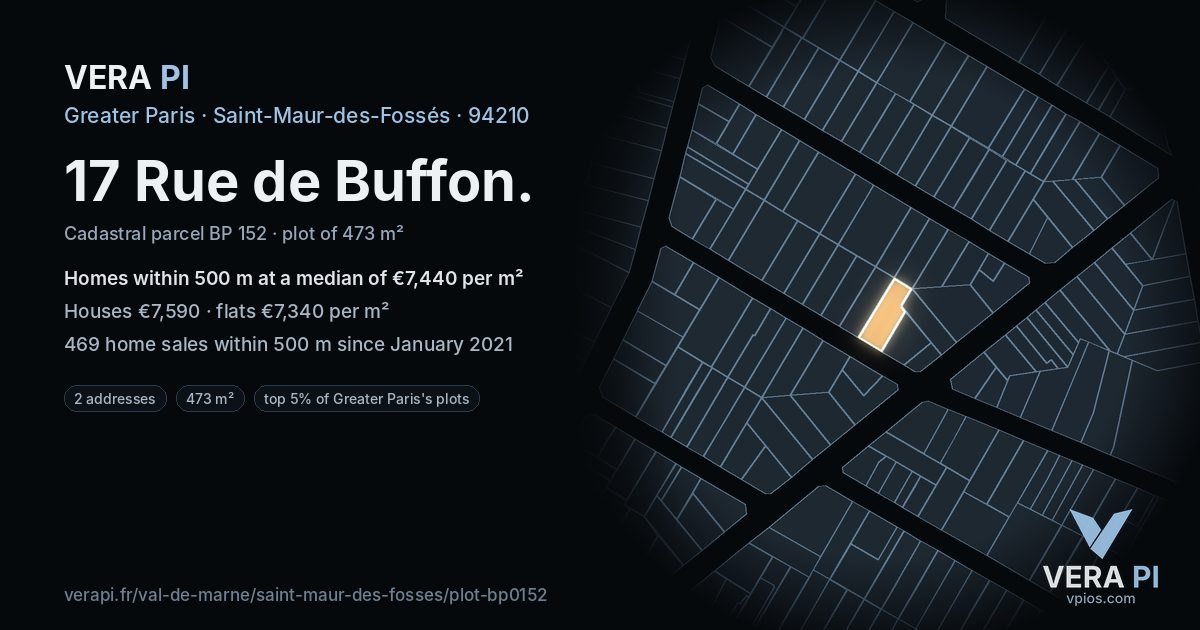 17 Rue de Buffon, Saint-Maur-des-Fossés at night – the plot lit, the parcels around coloured by the prices near them