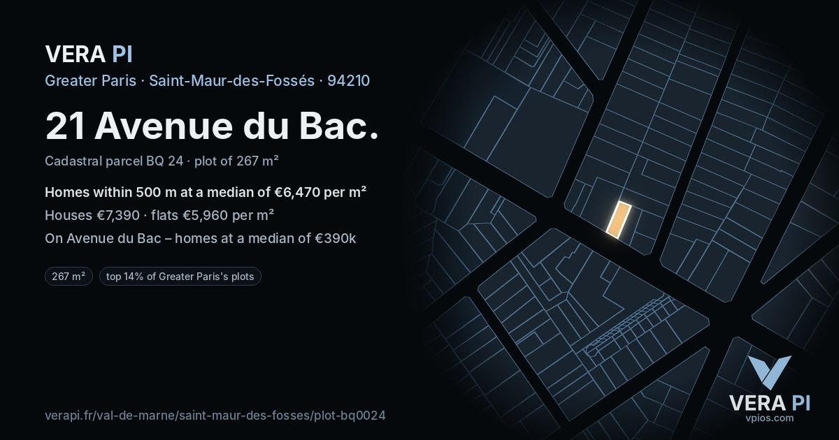 21 Avenue du Bac, Saint-Maur-des-Fossés at night – the plot lit, the parcels around coloured by the prices near them