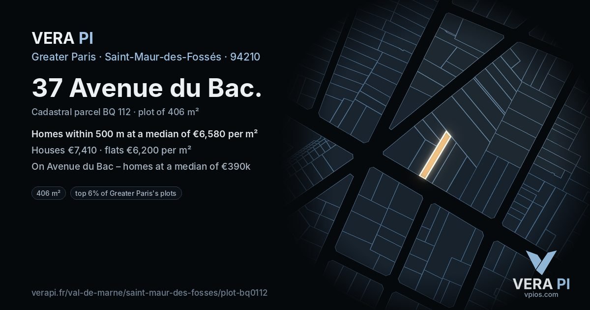 37 Avenue du Bac, Saint-Maur-des-Fossés at night – the plot lit, the parcels around coloured by the prices near them