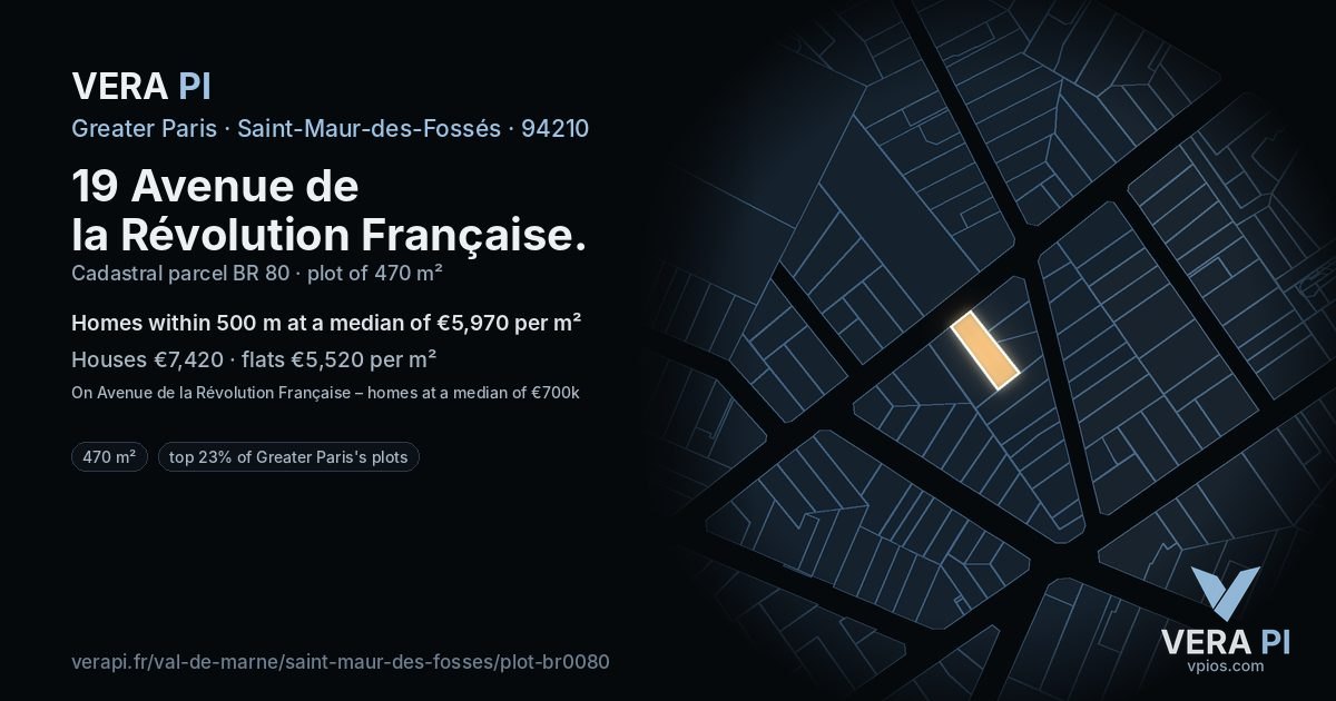 19 Avenue de la Révolution Française, Saint-Maur-des-Fossés at night – the plot lit, the parcels around coloured by the prices near them