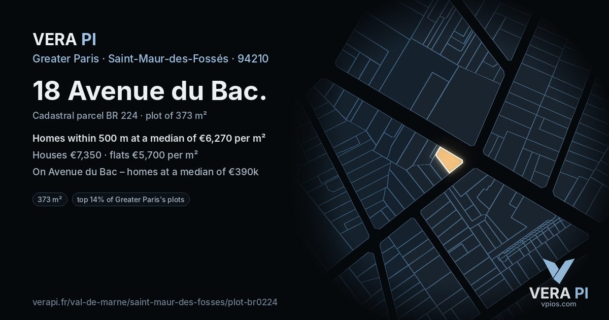 18 Avenue du Bac, Saint-Maur-des-Fossés at night – the plot lit, the parcels around coloured by the prices near them