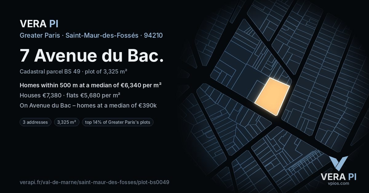 7 Avenue du Bac, Saint-Maur-des-Fossés at night – the plot lit, the parcels around coloured by the prices near them