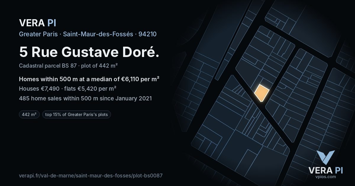 5 Rue Gustave Doré, Saint-Maur-des-Fossés at night – the plot lit, the parcels around coloured by the prices near them