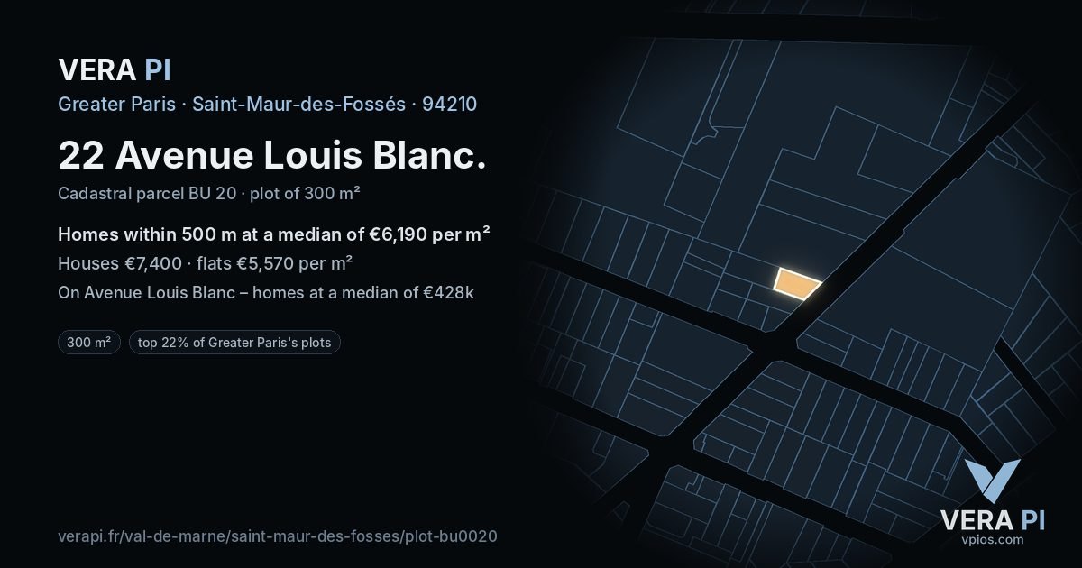 22 Avenue Louis Blanc, Saint-Maur-des-Fossés at night – the plot lit, the parcels around coloured by the prices near them