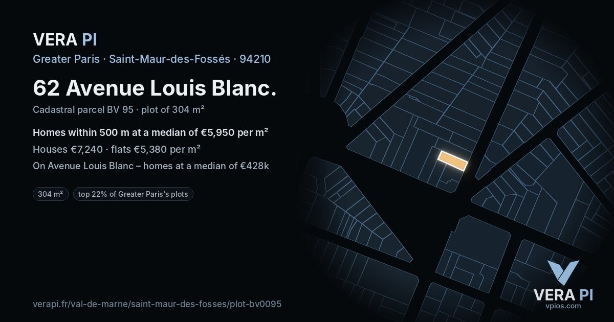 62 Avenue Louis Blanc, Saint-Maur-des-Fossés at night – the plot lit, the parcels around coloured by the prices near them