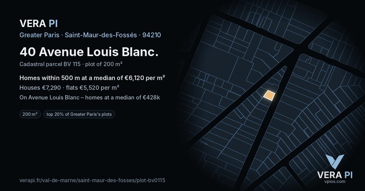 40 Avenue Louis Blanc, Saint-Maur-des-Fossés at night – the plot lit, the parcels around coloured by the prices near them