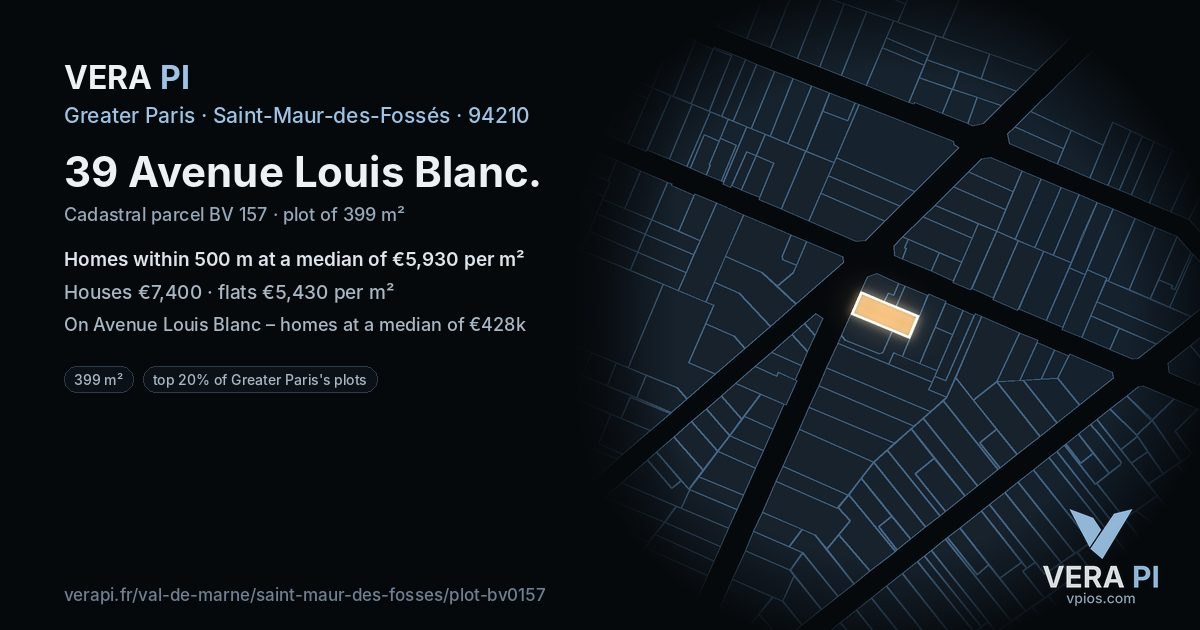 39 Avenue Louis Blanc, Saint-Maur-des-Fossés at night – the plot lit, the parcels around coloured by the prices near them