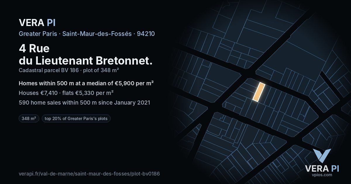 4 Rue du Lieutenant Bretonnet, Saint-Maur-des-Fossés at night – the plot lit, the parcels around coloured by the prices near them