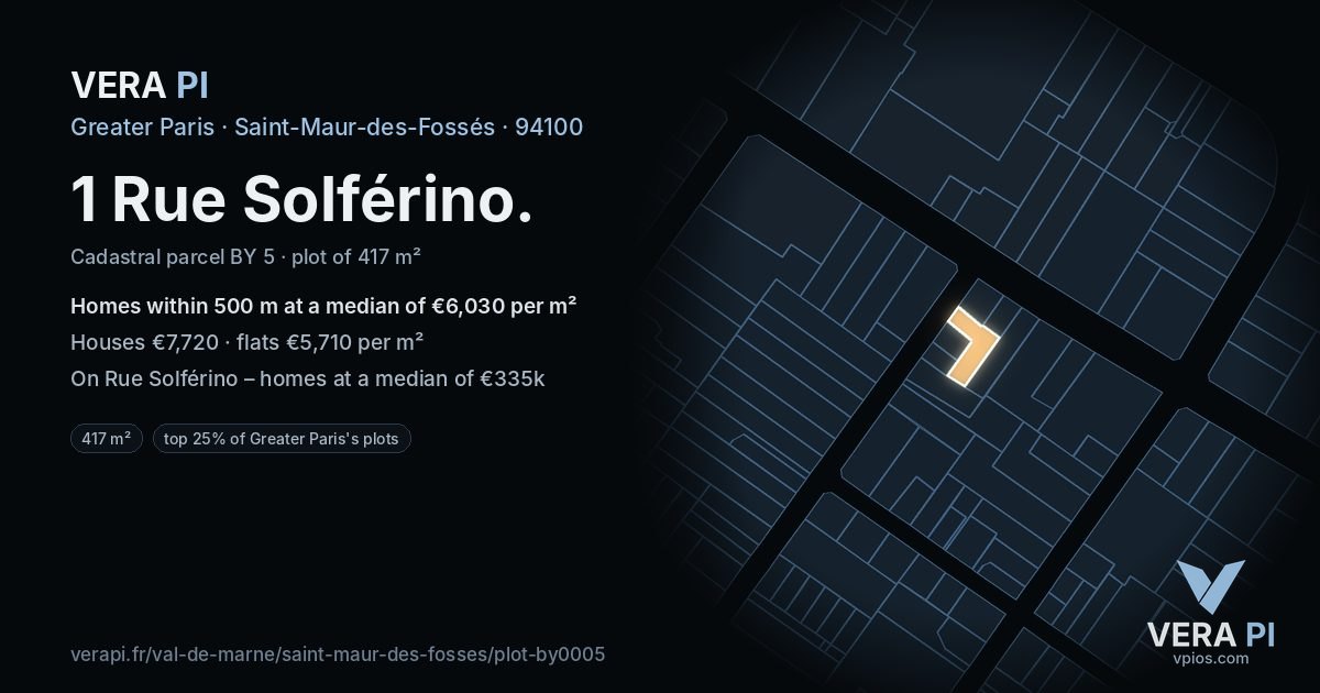 1 Rue Solférino, Saint-Maur-des-Fossés at night – the plot lit, the parcels around coloured by the prices near them