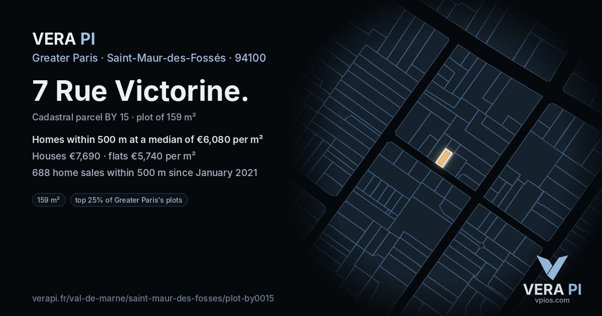 7 Rue Victorine, Saint-Maur-des-Fossés at night – the plot lit, the parcels around coloured by the prices near them