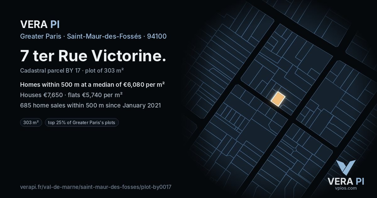 7 ter Rue Victorine, Saint-Maur-des-Fossés at night – the plot lit, the parcels around coloured by the prices near them