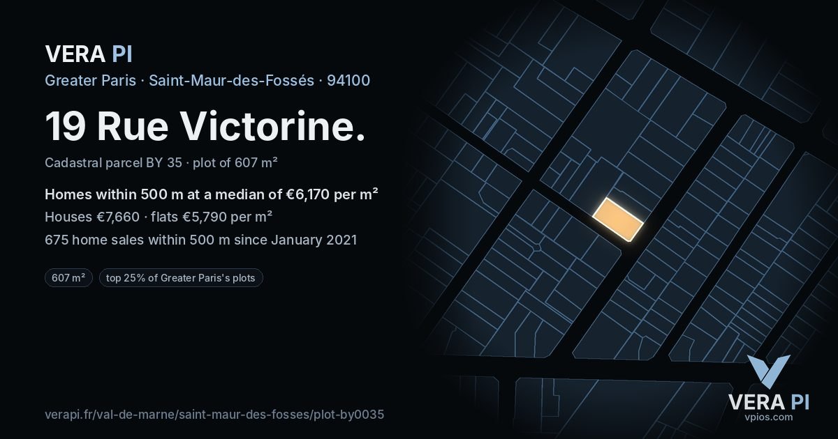 19 Rue Victorine, Saint-Maur-des-Fossés at night – the plot lit, the parcels around coloured by the prices near them