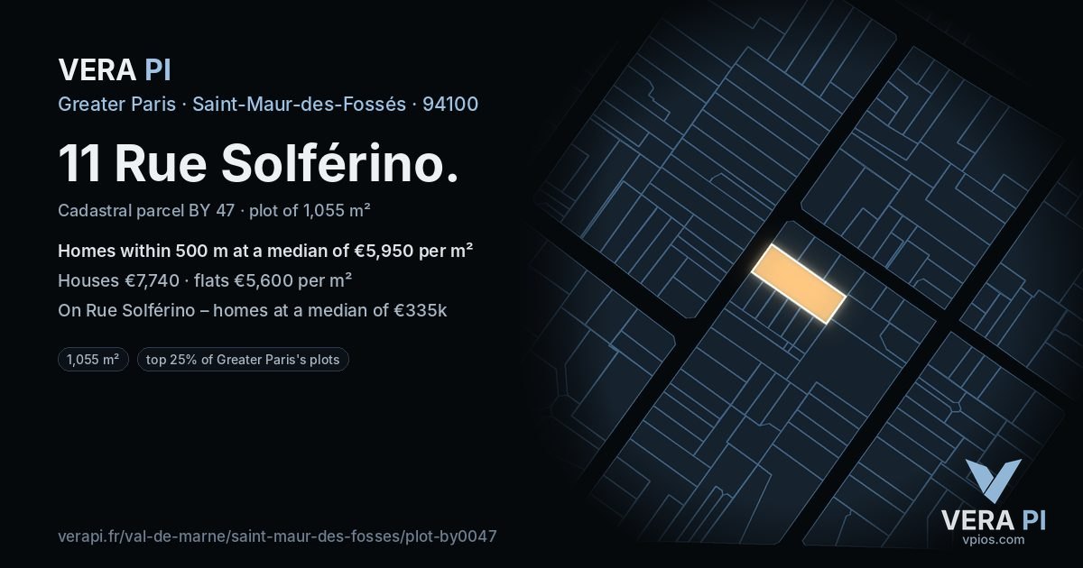 11 Rue Solférino, Saint-Maur-des-Fossés at night – the plot lit, the parcels around coloured by the prices near them