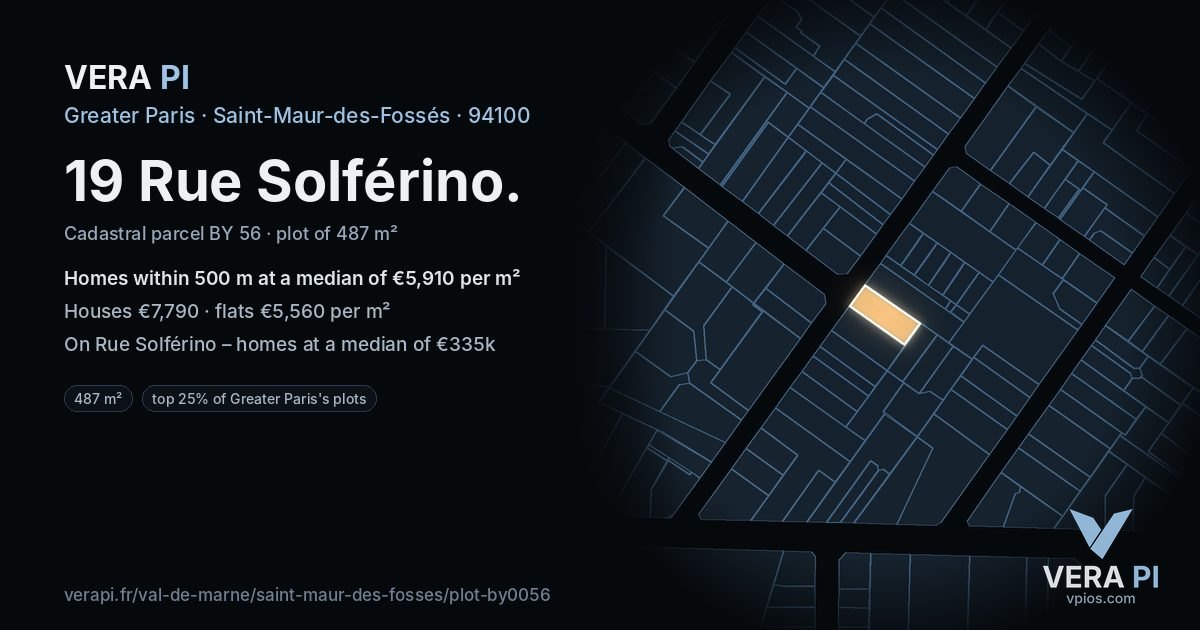 19 Rue Solférino, Saint-Maur-des-Fossés at night – the plot lit, the parcels around coloured by the prices near them