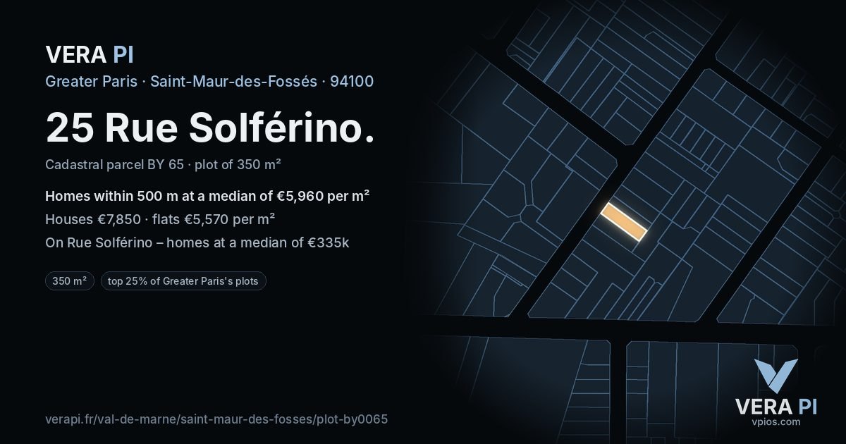 25 Rue Solférino, Saint-Maur-des-Fossés at night – the plot lit, the parcels around coloured by the prices near them