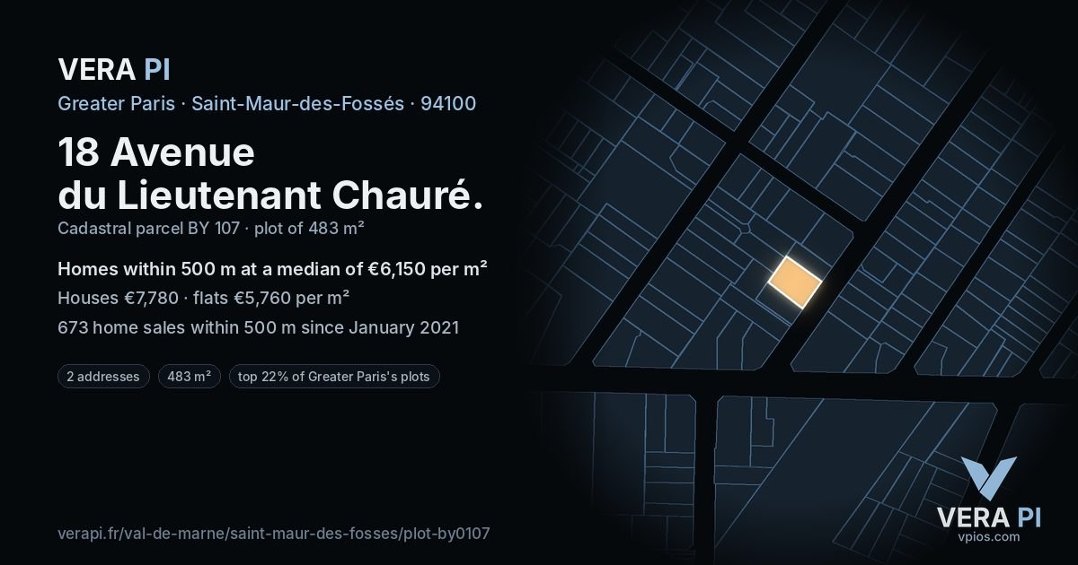 18 Avenue du Lieutenant Chauré, Saint-Maur-des-Fossés at night – the plot lit, the parcels around coloured by the prices near them