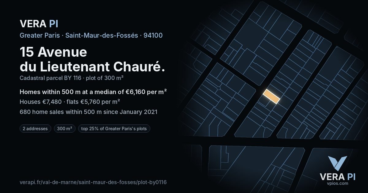 15 Avenue du Lieutenant Chauré, Saint-Maur-des-Fossés at night – the plot lit, the parcels around coloured by the prices near them