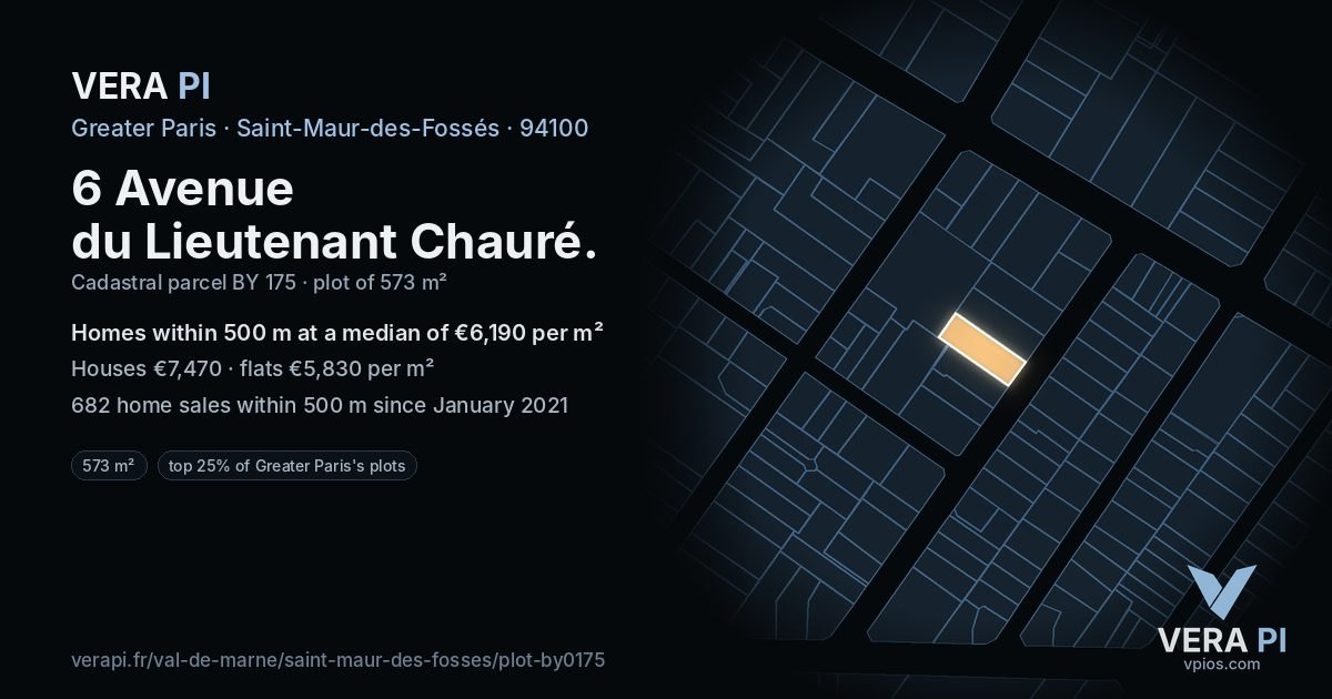 6 Avenue du Lieutenant Chauré, Saint-Maur-des-Fossés at night – the plot lit, the parcels around coloured by the prices near them