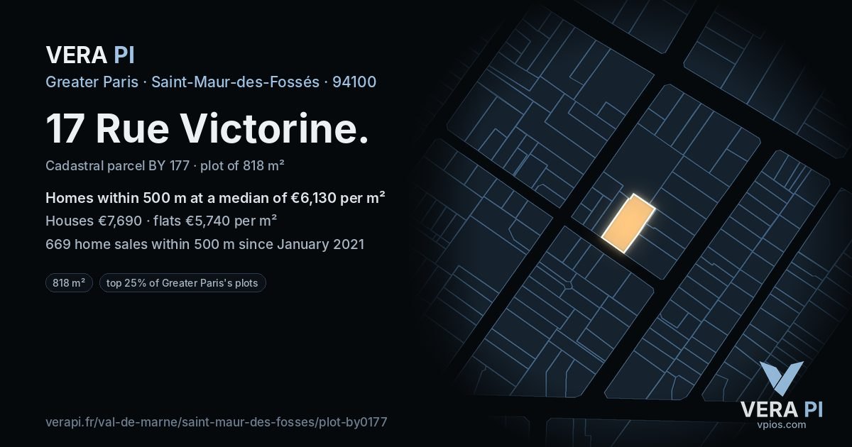17 Rue Victorine, Saint-Maur-des-Fossés at night – the plot lit, the parcels around coloured by the prices near them