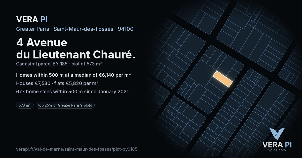 4 Avenue du Lieutenant Chauré, Saint-Maur-des-Fossés at night – the plot lit, the parcels around coloured by the prices near them