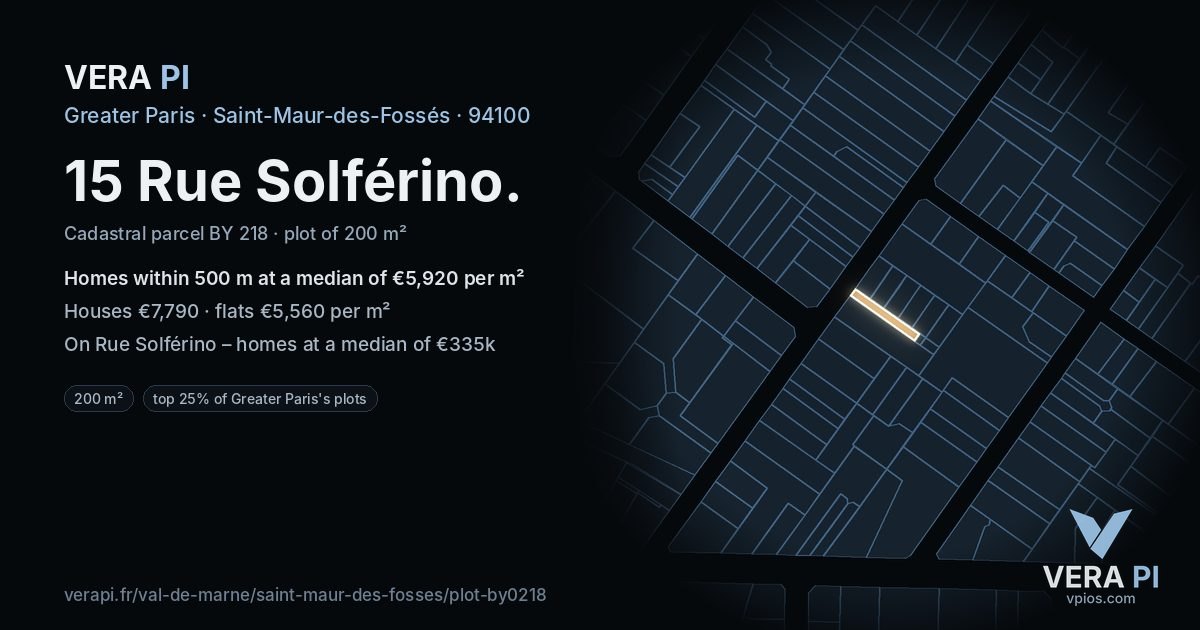 15 Rue Solférino, Saint-Maur-des-Fossés at night – the plot lit, the parcels around coloured by the prices near them