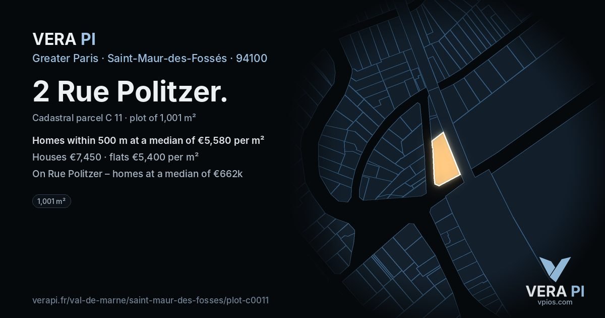 2 Rue Politzer, Saint-Maur-des-Fossés at night – the plot lit, the parcels around coloured by the prices near them