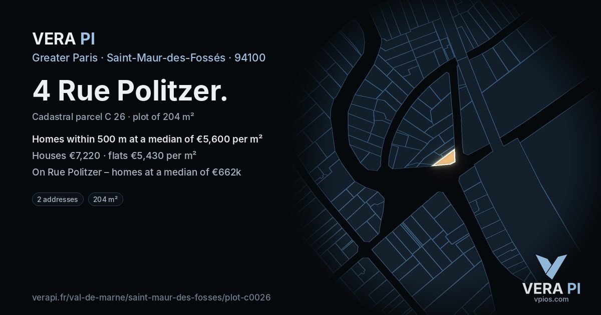 4 Rue Politzer, Saint-Maur-des-Fossés at night – the plot lit, the parcels around coloured by the prices near them